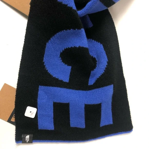 TNF The North Face Reversible Logo Scarf NWT Bold 2 Tone Design & PomPom Beanie - Picture 12 of 13